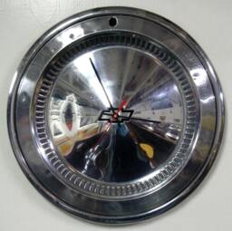 Chevy Hubcap Wall Clock - 1975 Chevrolet Chevelle Impala Hub Cap Art Gifts For Him Boyfriend Father's Present Automotive Decor - thumbnail 1