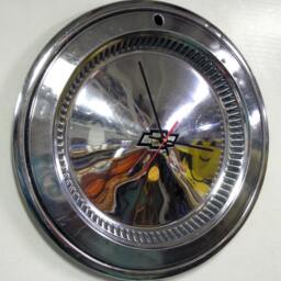 Chevy Hubcap Wall Clock - 1975 Chevrolet Chevelle Impala Hub Cap Art Gifts For Him Boyfriend Father's Present Automotive Decor - thumbnail 2
