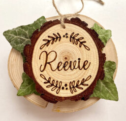 Personalised Name Ornament, Custom Engraved Wood Slice, Christmas Decoration, Personalised Gift, Bauble - thumbnail 1