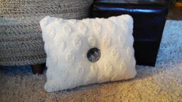 Pillow..throw Decorative Pillow..hand Knitted Pillow..two Hand Made Ceramic Buttons Accent Pillow