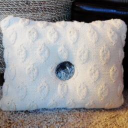 Pillow..throw Decorative Pillow..hand Knitted Pillow..two Hand Made Ceramic Buttons Accent Pillow - thumbnail 3