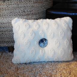 Pillow..throw Decorative Pillow..hand Knitted Pillow..two Hand Made Ceramic Buttons Accent Pillow - thumbnail 4