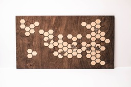 Honeycomb Wood Wall Art Honeybee Decor, Palisander Finish - 27.5x15 Inch - thumbnail 1