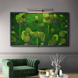 Terra X Moss Art + Led Lamp - Preserved Moss Art, , Maintenance-Free Plant Decoration, Wall Decoration - thumbnail 2