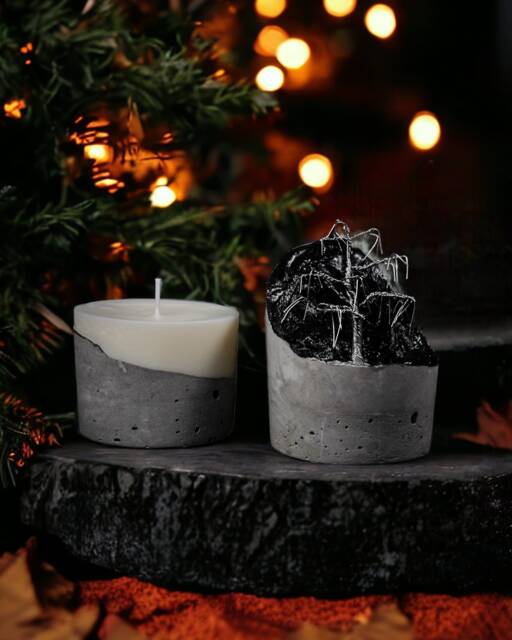 Unique Candle Gift Set - Wire Tree Of Life & Cool Concrete Pieces - image 1
