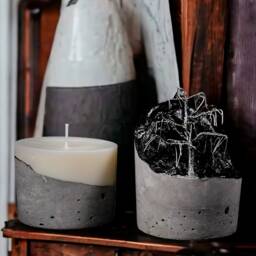 Unique Candle Gift Set - Wire Tree Of Life & Cool Concrete Pieces - thumbnail 2