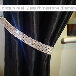 Diamante Rhinestone Crystal Curtain Tie Backs Real Stones, Handmade - Pair - thumbnail 2