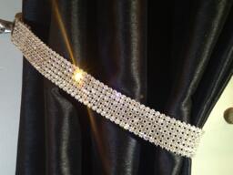 Diamante Rhinestone Crystal Curtain Tie Backs Real Stones, Handmade - Pair - thumbnail 1