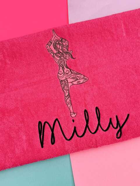 Personalized Yoga Towel Embroidered Design, Custom Name - image 1