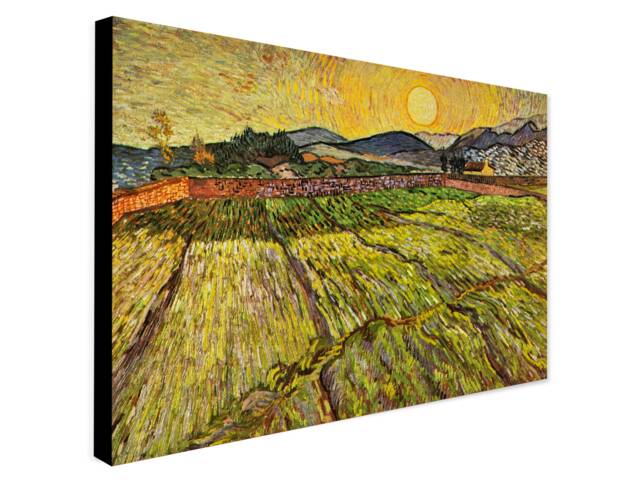 Van Gogh Wheat Field Art Print - Enclosed Field, Rising Sun - image 1