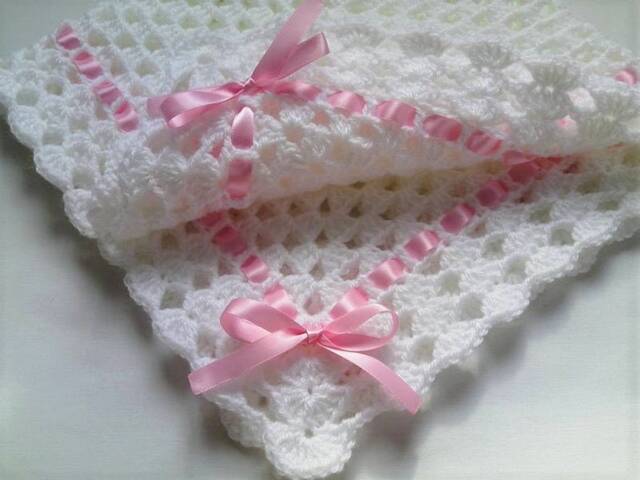 Crochet Baby Blanket, Hat & Booties Set, White Baby Blanket Hat Booties, Crochet Blanket, Shower Gift - image 1