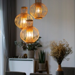 Elegant Rattan Pendant Light Shade - Natural Rustic Woven Wood Lampshade - thumbnail 3