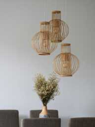 Elegant Rattan Pendant Light Shade - Natural Rustic Woven Wood Lampshade
