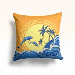 Summer View Cushion Cover, Sun Rise Pillow Case, Decorative Living Room Throw Top, Bedroom Textiles, Digital Printed Kitchen - thumbnail 2