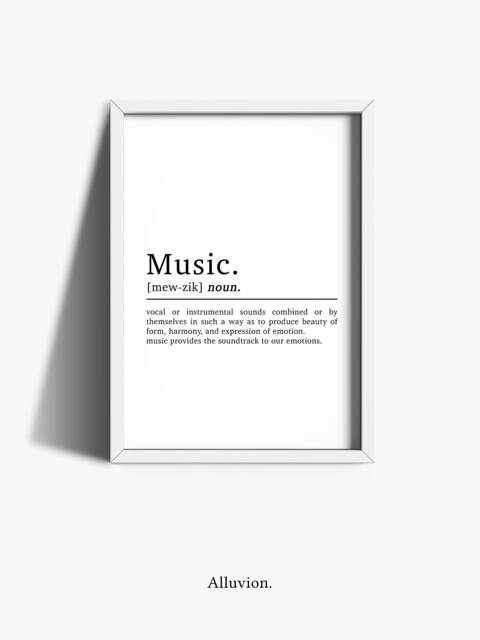 Music Definition Print - Prints Bedroom Man Cave Poster Wall Art Black & White Gifts - image 1