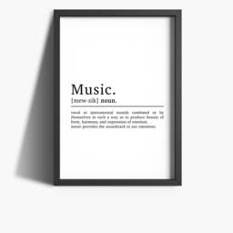 Music Definition Print - Prints Bedroom Man Cave Poster Wall Art Black & White Gifts - thumbnail 2