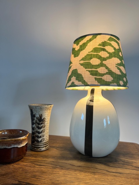 Green Geometric Cotton French Drum Lampshade, Empire Ceiling Light Shade - image 1