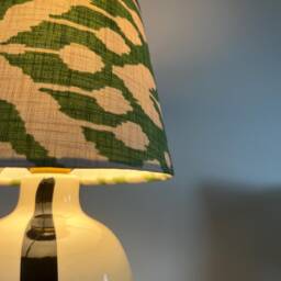 Green Geometric Cotton French Drum Lampshade, Empire Ceiling Light Shade - thumbnail 2