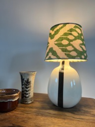 Green Geometric Cotton French Drum Lampshade, Empire Ceiling Light Shade