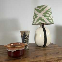 Green Geometric Cotton French Drum Lampshade, Empire Ceiling Light Shade - thumbnail 3