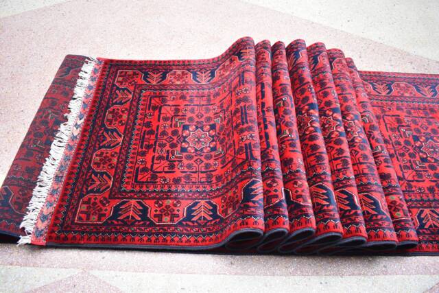 Handmade Wool Turkmen Runner Rug Afghan Bokhara Hallway Carpet - 31.6 X 2.9 Ft - image 1