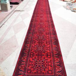 Handmade Wool Turkmen Runner Rug Afghan Bokhara Hallway Carpet - 31.6 X 2.9 Ft - thumbnail 3