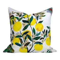 Schumacher Outdoor Citrus Garden Pillow Cover Primary. Decorative Cushions, Designer Floral Pillows, Lemon Tree Accent Cushion - thumbnail 1