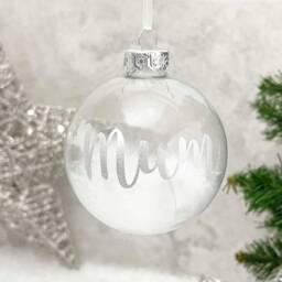 Personalised White Feather Filled Glass Memorial Bauble - thumbnail 2