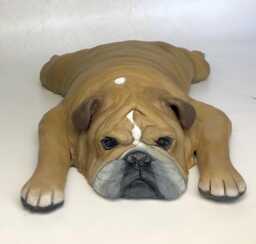 Custom English Bulldog Clay Sculpture Pet Memorial Urn - thumbnail 1