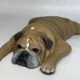 Custom English Bulldog Clay Sculpture Pet Memorial Urn - thumbnail 2