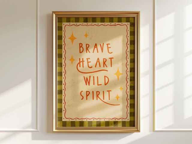 Brave Heart Wild Spirit Poster Watercolor Nursery Wall Art - image 1