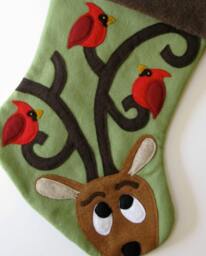 Reindeer Cardinal Christmas Stocking Personalized Felt Holiday Decor - thumbnail 2