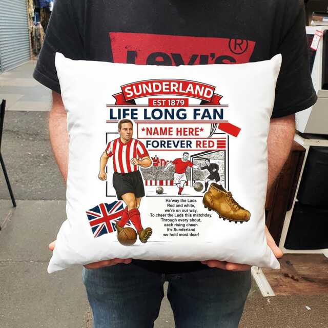 Personalised Retro Sunderland Fc Cushion. With Any Name. Football Fan Cushion. Stadium Of Light - image 1