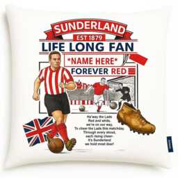 Personalised Retro Sunderland Fc Cushion. With Any Name. Football Fan Cushion. Stadium Of Light - thumbnail 2