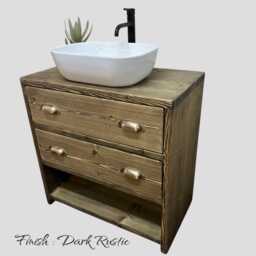 Vardy - Handmade Solid Pine Bathroom Vanity Unit Redwood Timber Cupboard - thumbnail 2