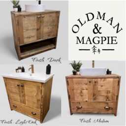 Vardy - Handmade Solid Pine Bathroom Vanity Unit Redwood Timber Cupboard - thumbnail 3