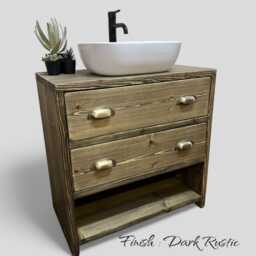 Vardy - Handmade Solid Pine Bathroom Vanity Unit Redwood Timber Cupboard - thumbnail 1