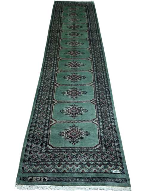 2.6x11 Green Color Bokhara Rug - Runner Hallway Luxury Bukhara Fine Quality Woolen Afghan - image 1