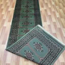2.6x11 Green Color Bokhara Rug - Runner Hallway Luxury Bukhara Fine Quality Woolen Afghan - thumbnail 4