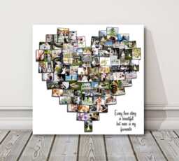 Wedding Day Love Heart Canvas Print Bespoke Design Collage Picture Perfect Gift Custom Art Small To Extra Large Sizes - thumbnail 1