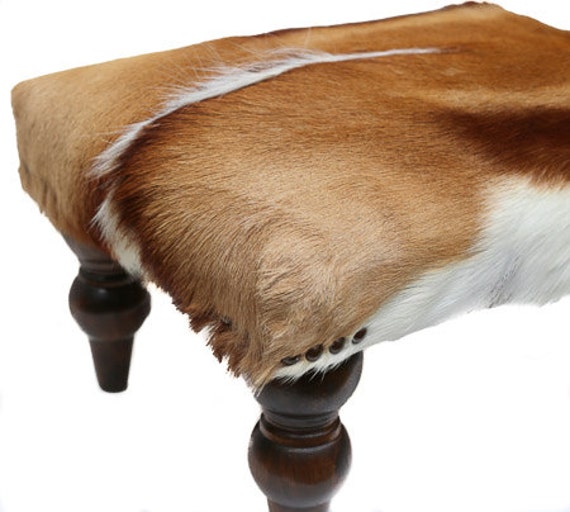 African Springbok Hide Ottoman, Handcrafted Footstool - image 1