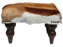 African Springbok Hide Ottoman, Handcrafted Footstool - thumbnail 2