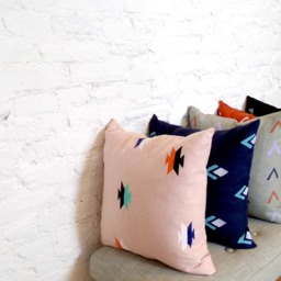 Navy Blue Teal & White Linen Pillow Cover /Southwestern Print Decorative Cushion Throw Diamond Turquoise Natural Indigo Navajo - thumbnail 4