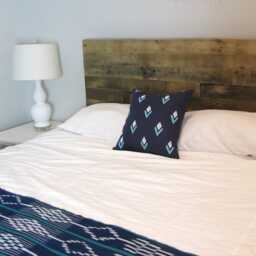 Navy Blue Teal & White Linen Pillow Cover /Southwestern Print Decorative Cushion Throw Diamond Turquoise Natural Indigo Navajo - thumbnail 3