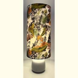 Tropical Tiger Cheetah Velvet Cylinder Lampshade, Extra Tall Jungle Animal Velvet - thumbnail 3