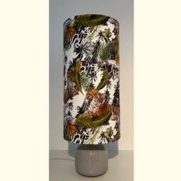 Tropical Tiger Cheetah Velvet Cylinder Lampshade, Extra Tall Jungle Animal Velvet - thumbnail 2