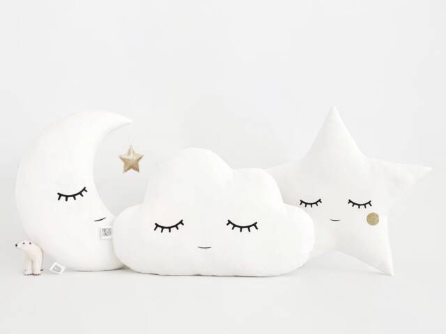 White With Gold Nursery Decor Cushion Set Cloud Moon Star Pillow Baby Girl New Mom Gift Boy Play Room Kid Space Bed Crib Cot Sleep Companion - image 1