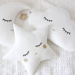 White With Gold Nursery Decor Cushion Set Cloud Moon Star Pillow Baby Girl New Mom Gift Boy Play Room Kid Space Bed Crib Cot Sleep Companion - thumbnail 2
