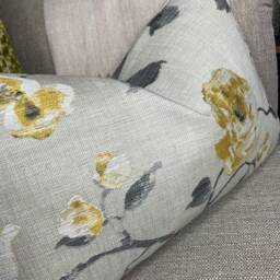 "Linen Rose Cushion Cover Pillowcase in Mustard Yellow Floral Pillow Size 12"" X 20" - thumbnail 2
