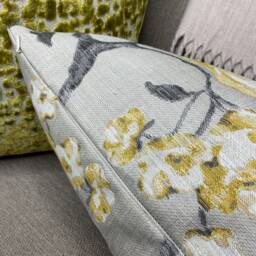 "Linen Rose Cushion Cover Pillowcase in Mustard Yellow Floral Pillow Size 12"" X 20" - thumbnail 3